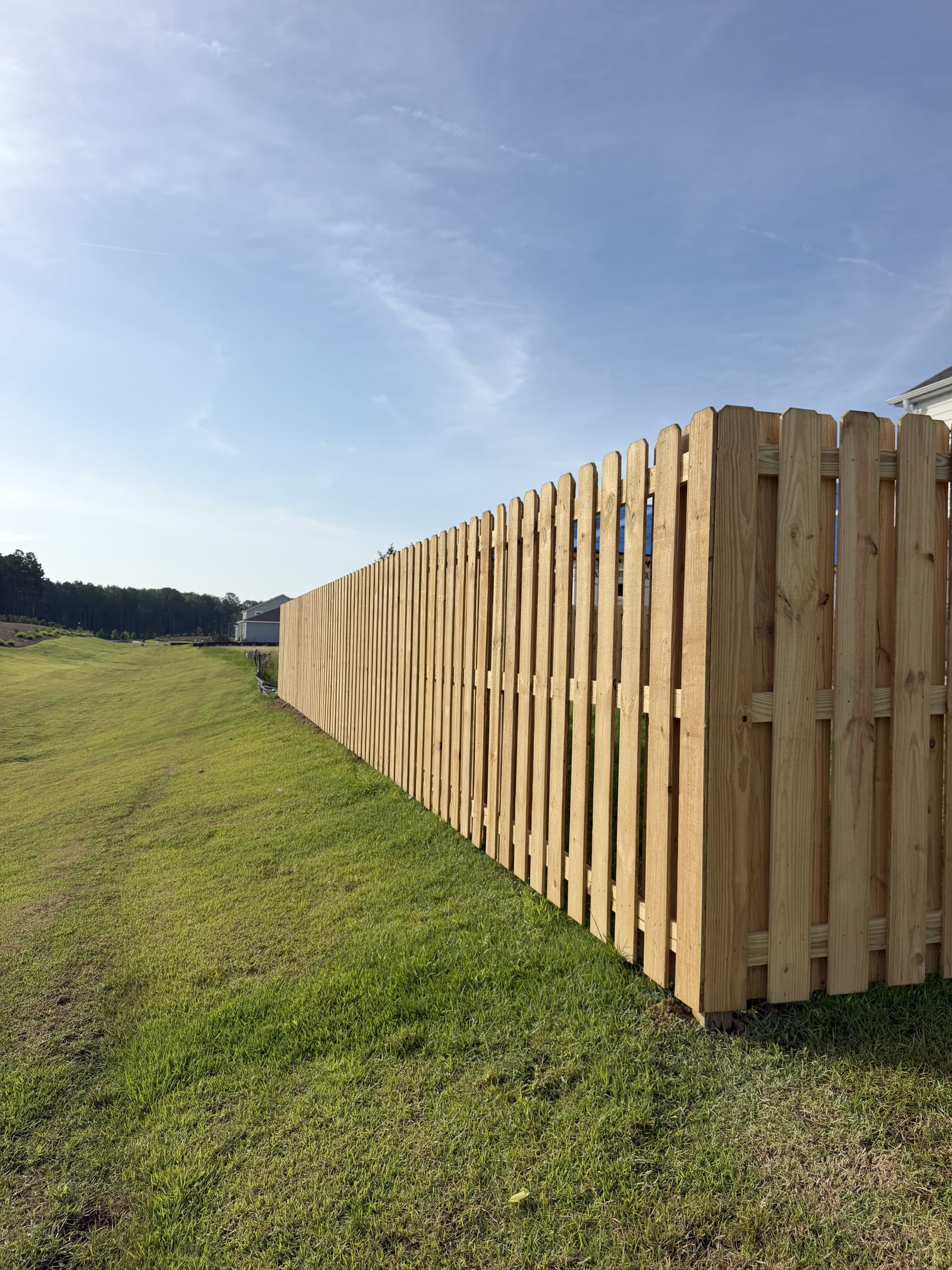 Shadowbox privacy fence, new construction